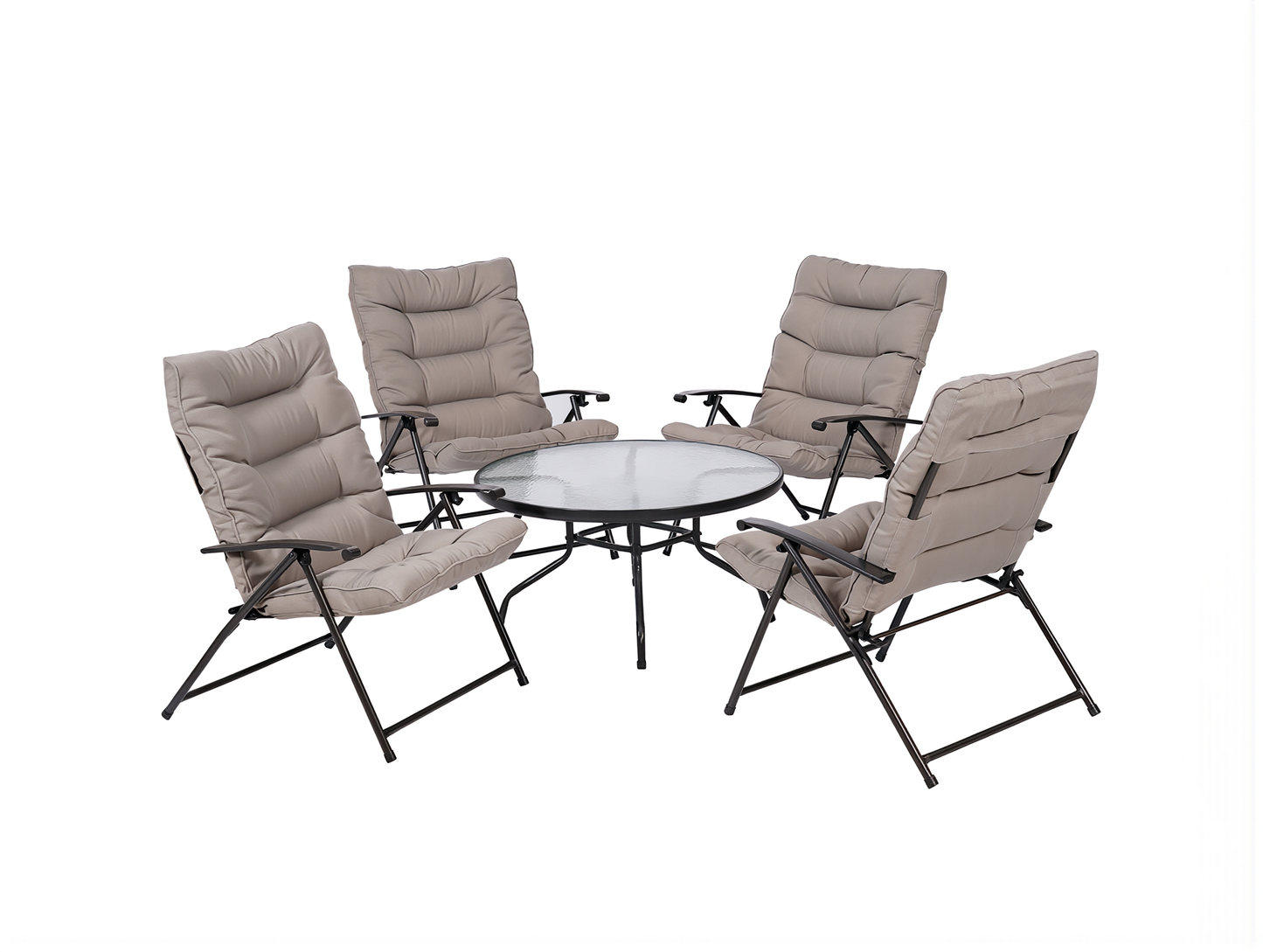 Set da giardino Relax SANTORINI Pieghevole 5 Pezzi tavolino con 4 sedie con Cuscini