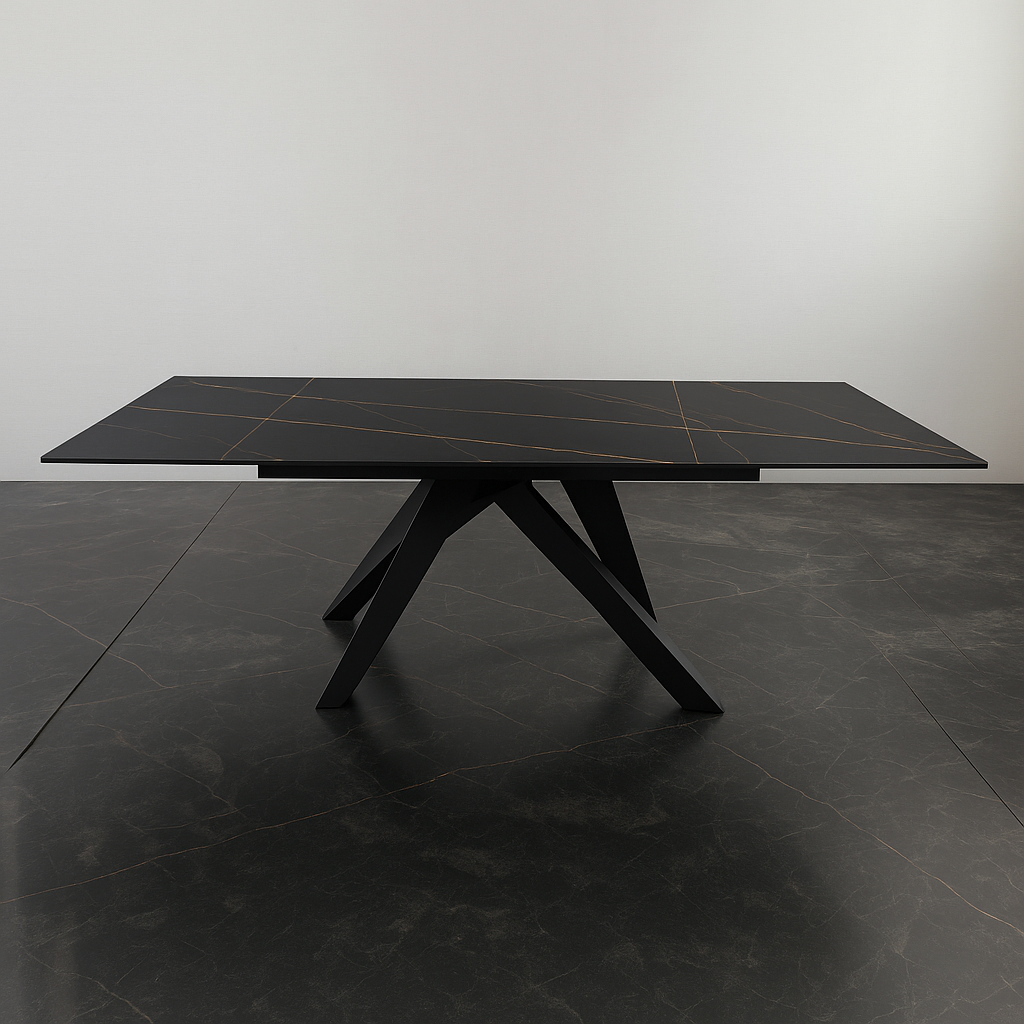 TAVOLO MODERNO CYBERT SAHARA NOIR DI DESIGN ALLUNGABILE IN CERAMICA 160-240CM - GAMBE INCROCIATE