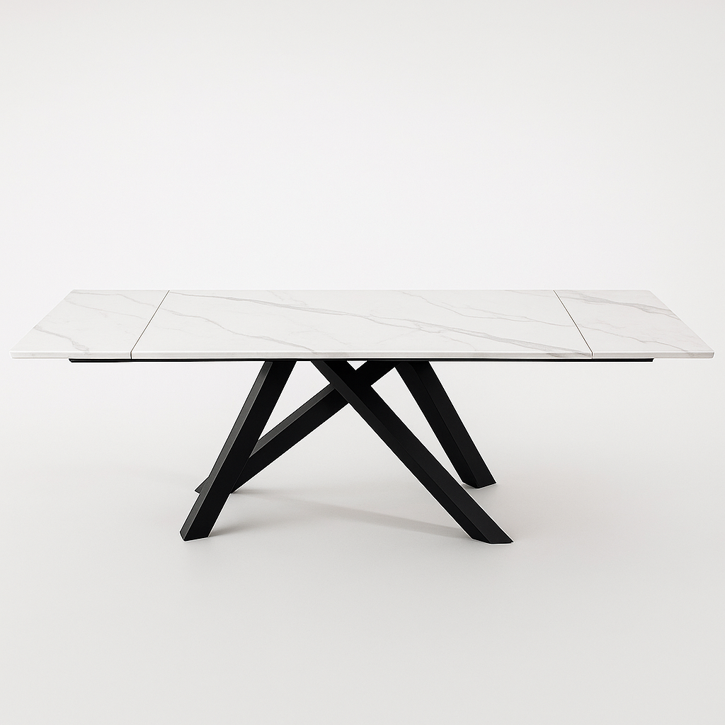 TAVOLO MODERNO CYBERT SAHARA NOIR DI DESIGN ALLUNGABILE IN CERAMICA 160-240CM - GAMBE INCROCIATE