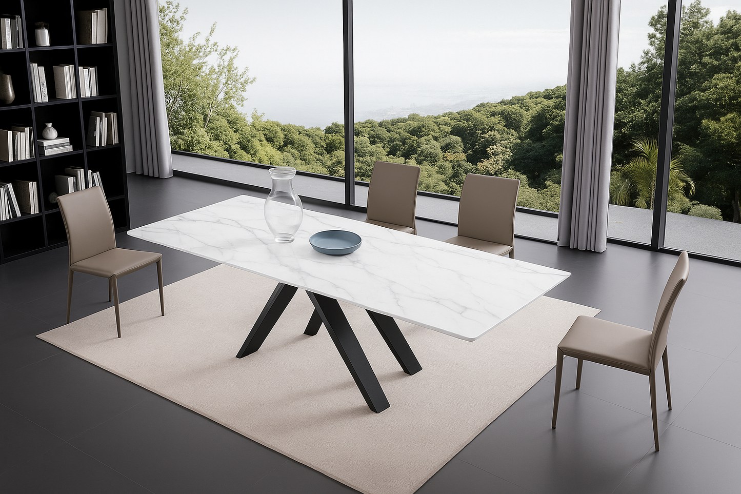 TAVOLO MODERNO CYBERT SAHARA NOIR DI DESIGN ALLUNGABILE IN CERAMICA 160-240CM - GAMBE INCROCIATE