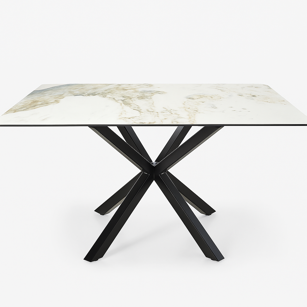 TAVOLO IN CERAMICA DA PRANZO CON SUPERFICIE LUCIDA 150x90x76hcm