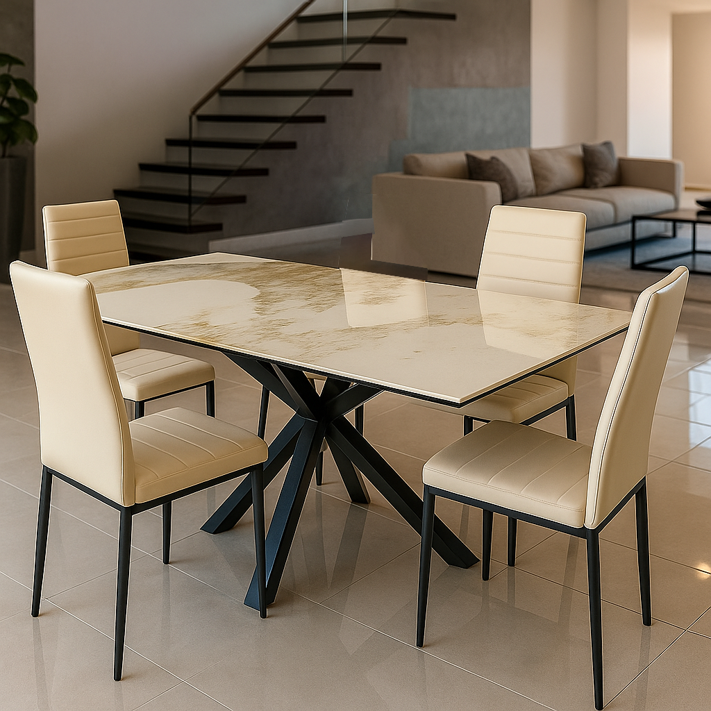 TAVOLO IN CERAMICA DA PRANZO CON SUPERFICIE LUCIDA 150x90x76hcm