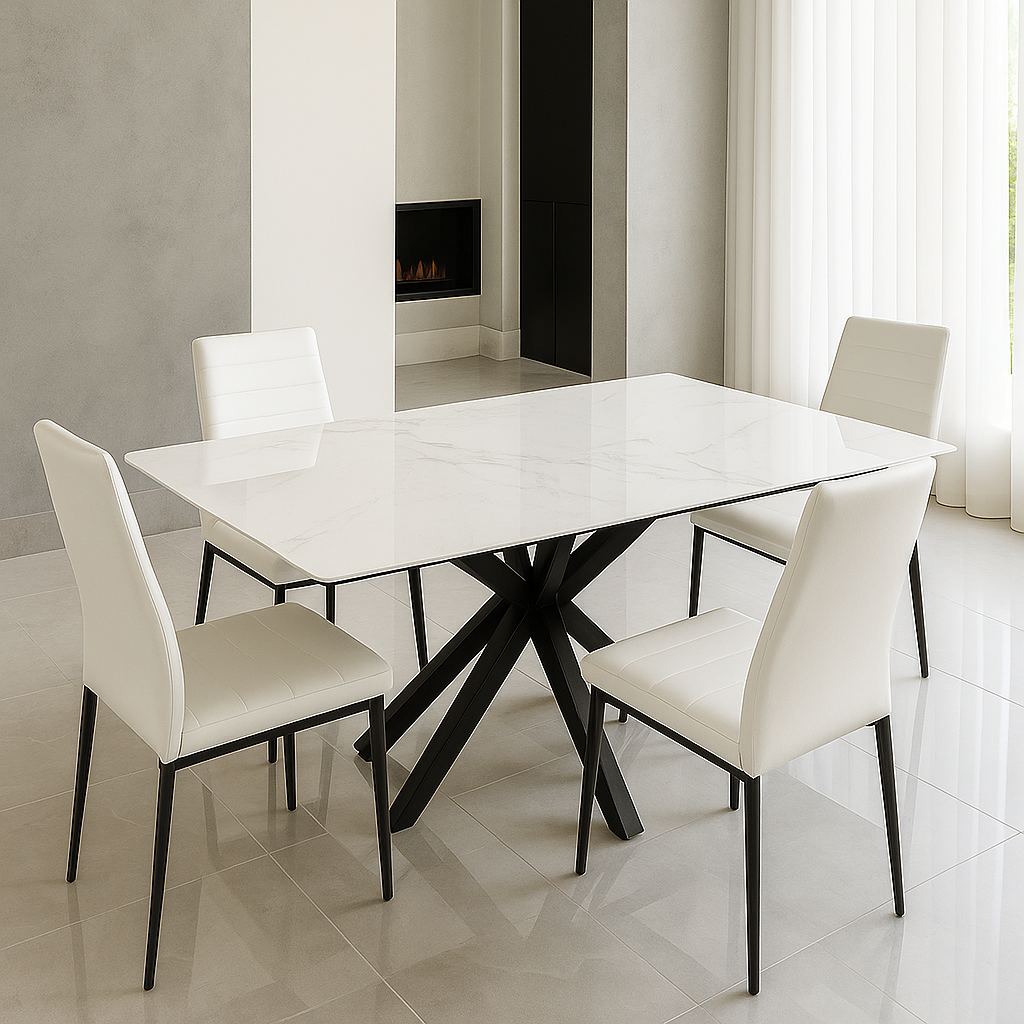 TAVOLO IN CERAMICA DA PRANZO CON SUPERFICIE LUCIDA 150x90x76hcm