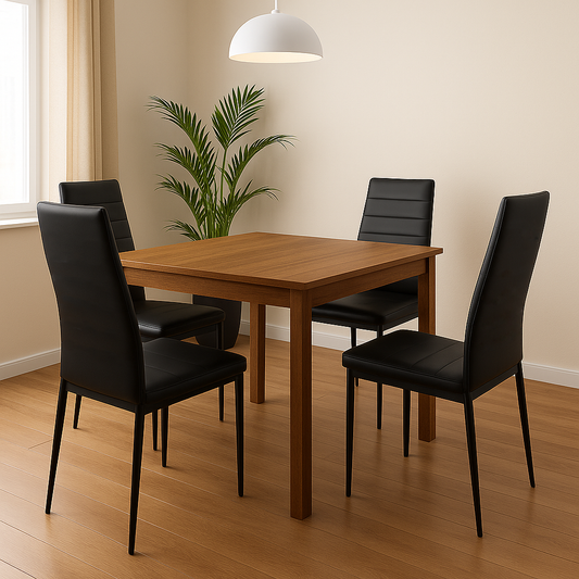 Set 4 sedie in ecopelle con gambe in metallo – schienale alto, imbottitura confortevole – colori bianco, nero o marrone – sedie da pranzo moderne per cucina, soggiorno o sala d’attesa