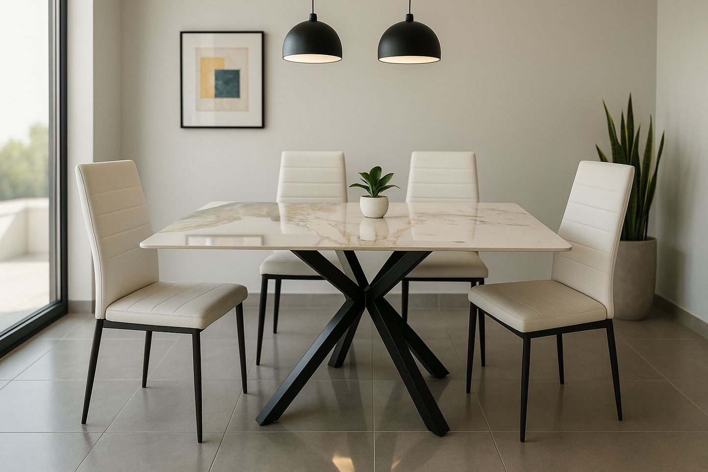 TAVOLO IN CERAMICA DA PRANZO CON SUPERFICIE LUCIDA 150x90x76hcm