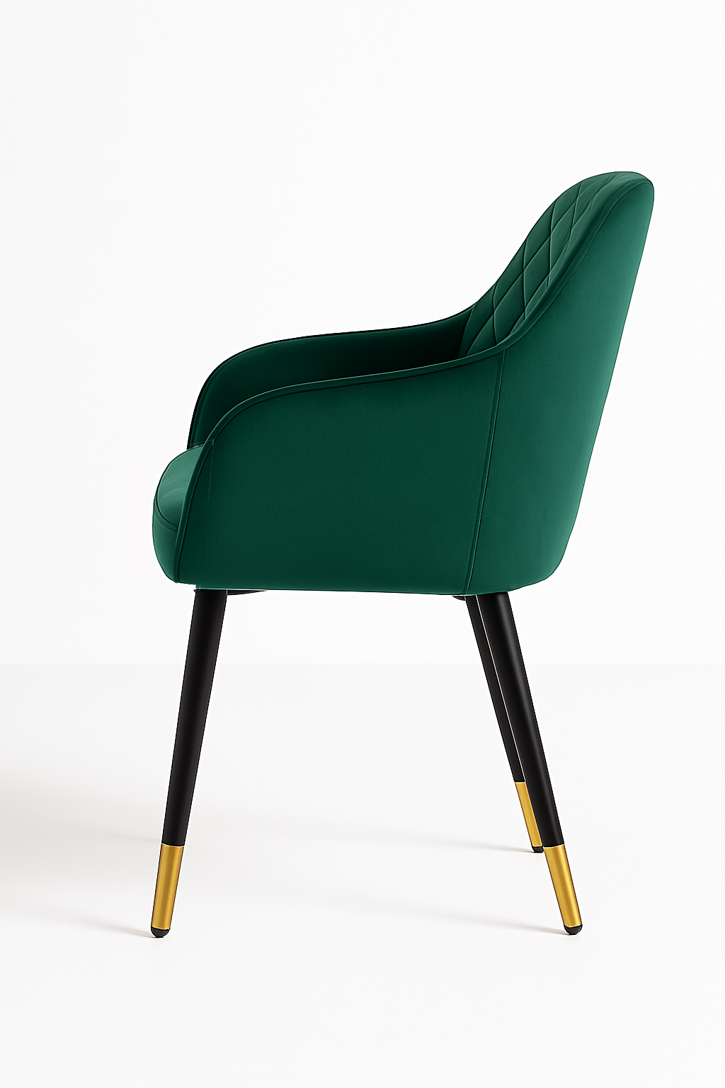 Coppia di poltroncine per sala da pranzo o sala d'attesa in velluto con gambe in ferro nere – dettaglio oro