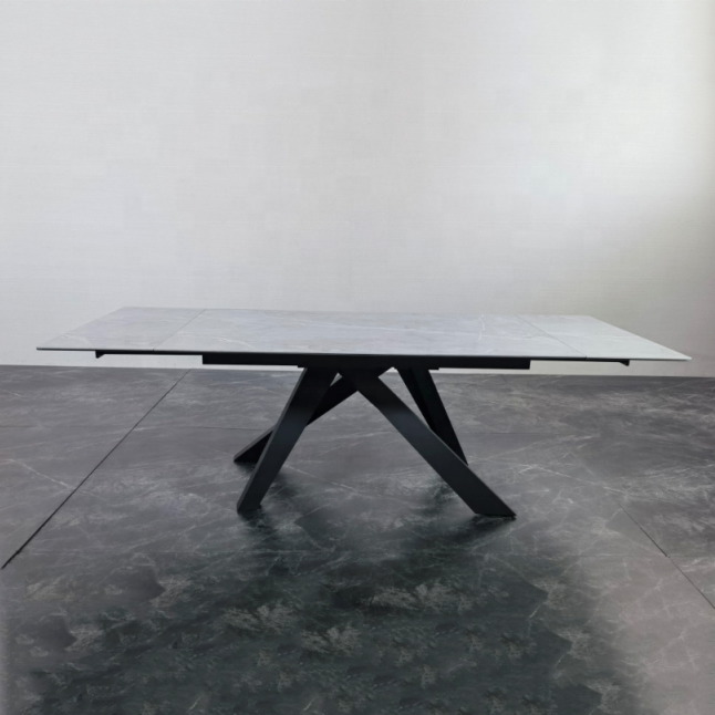 TAVOLO MODERNO CYBERT SAHARA NOIR DI DESIGN ALLUNGABILE IN CERAMICA 160-240CM - GAMBE INCROCIATE
