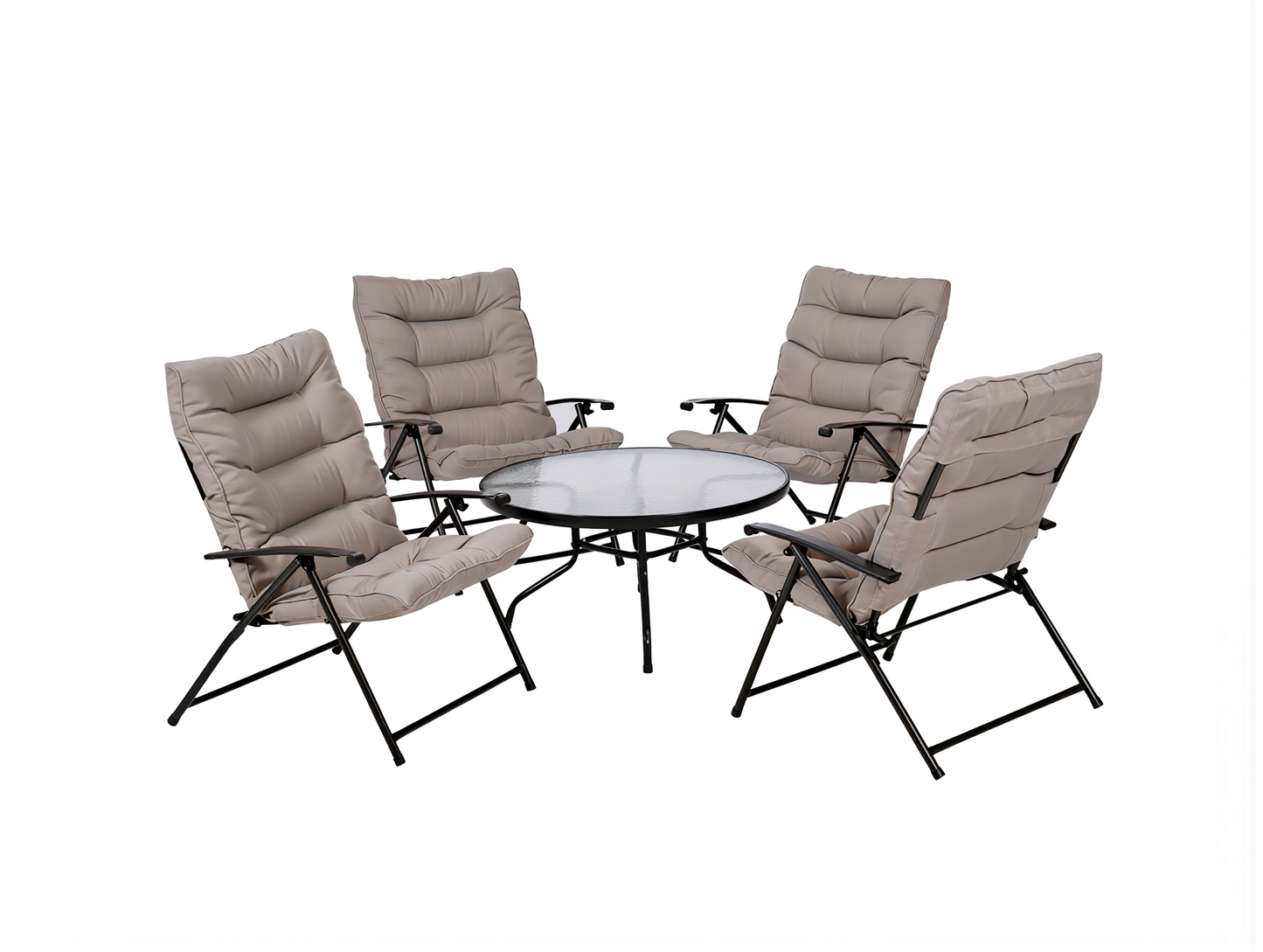 Set da giardino Relax SANTORINI  Pieghevole 5 Pezzi tavolino con 4 sedie con Cuscini