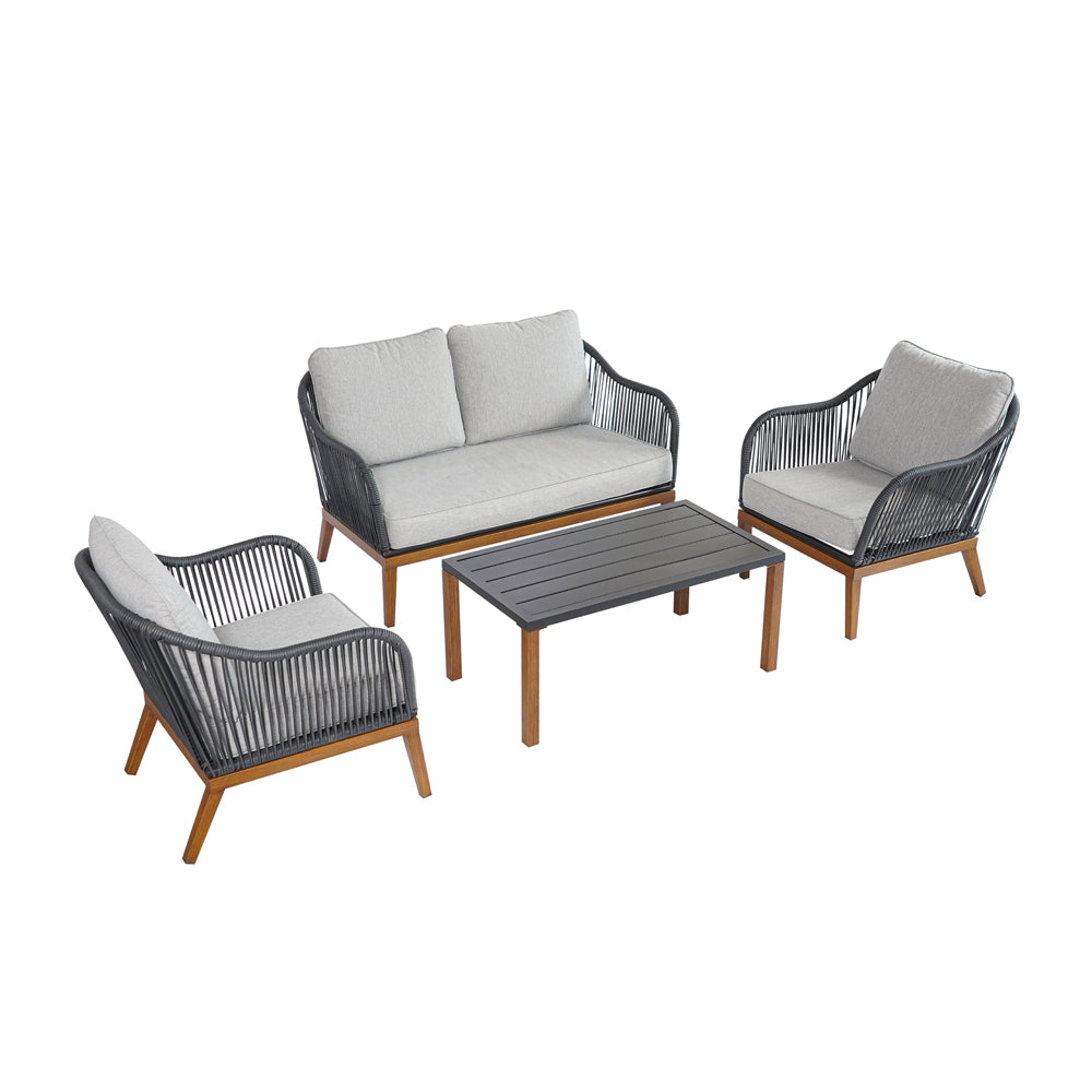 Set Lounge ZANZIBAR 4 Pezzi - Divano - Tavolino -2 Sedie con Cuscini